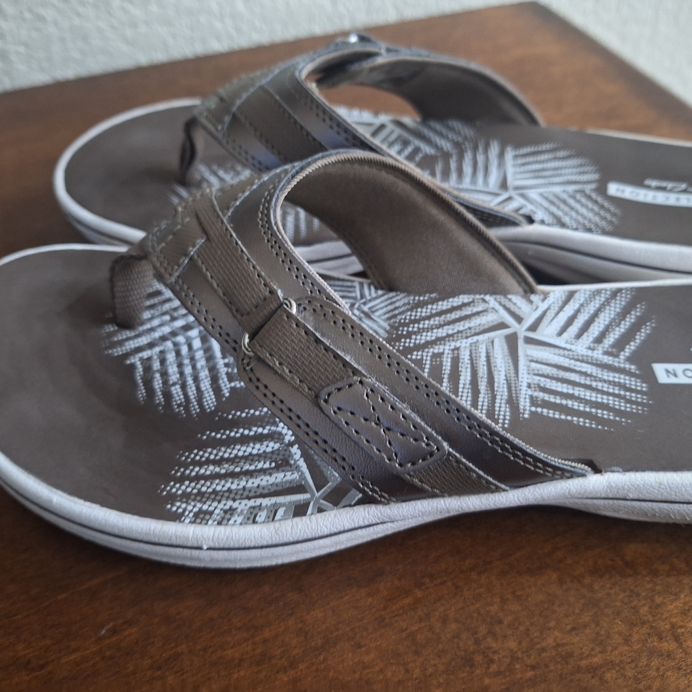 Brown and White Sandals Clarks
